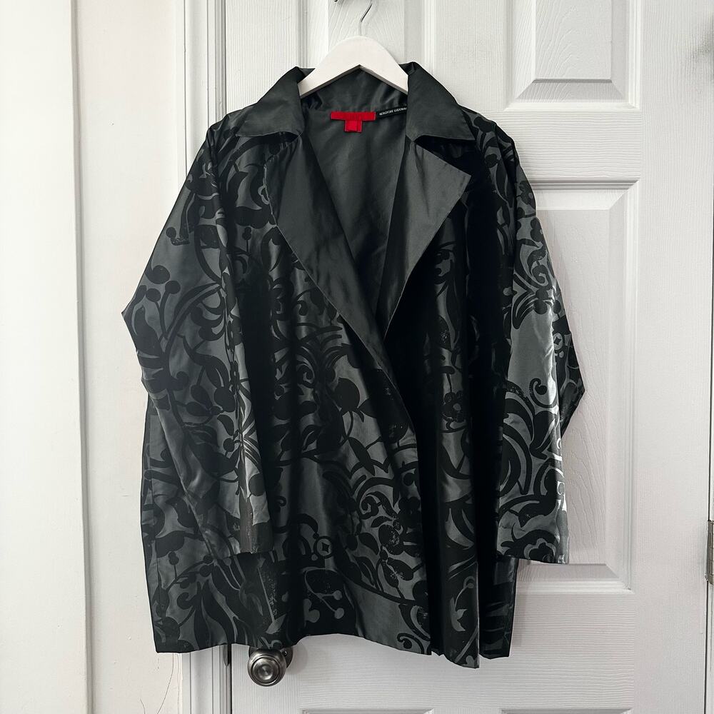 Shamask Bergdorf Goodman Silk Black Velvet Swirl Evening Boxy Blazer Coat 2